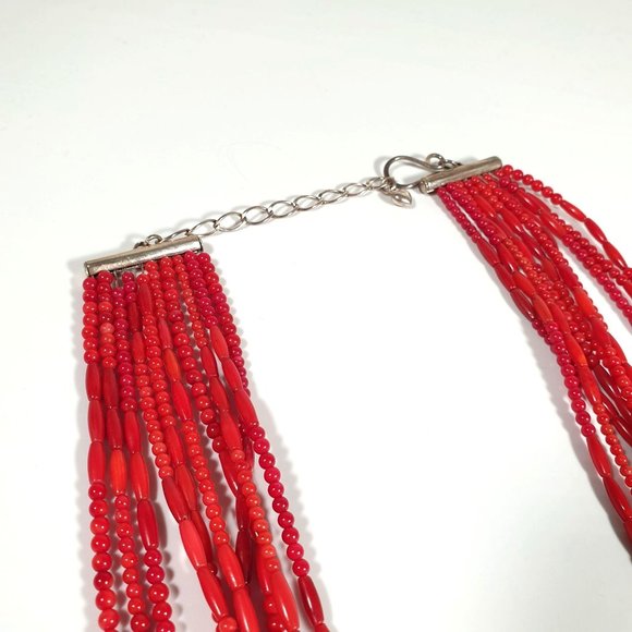 Jay King Desert Rose Trading Necklace 925 Sterling Womens Jewelry 17" Red Coral - Picture 3 of 7